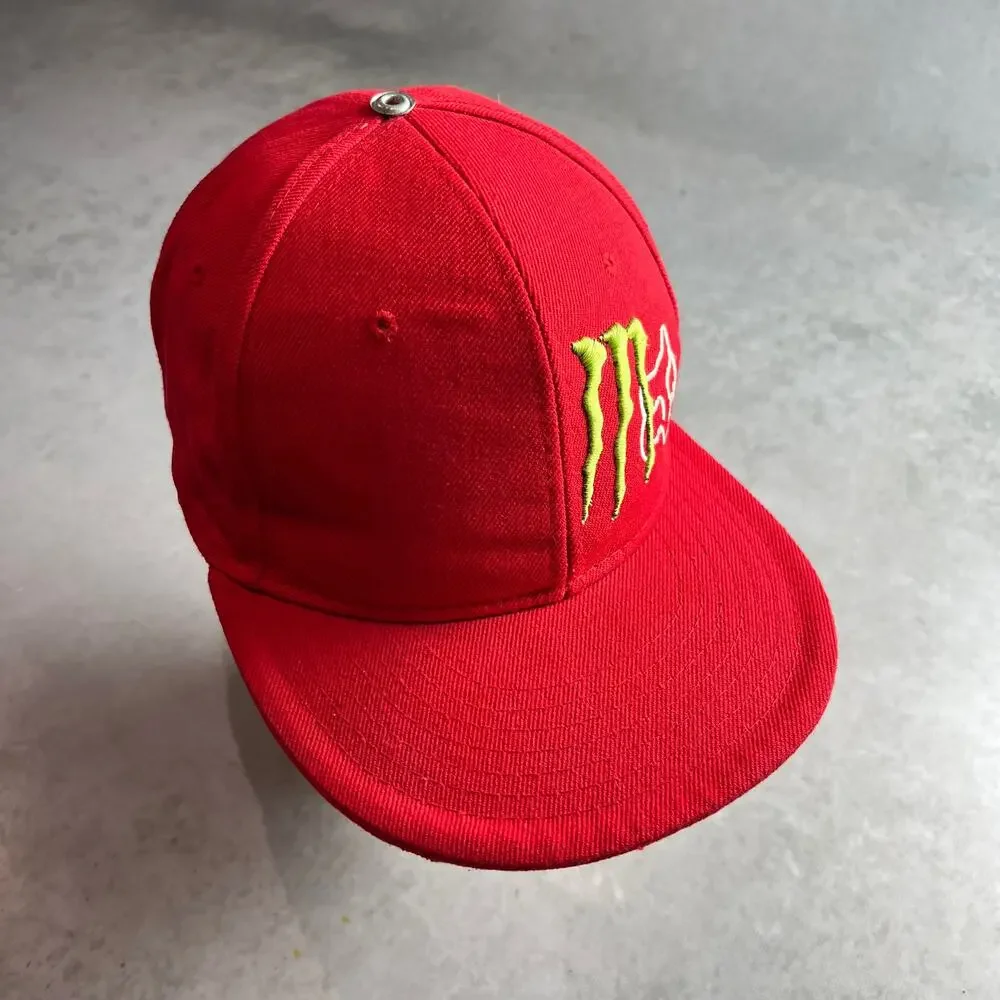 Monster Energy x Fox Racing Fitted Hat Size 7 1/8 Red BMX Kipa